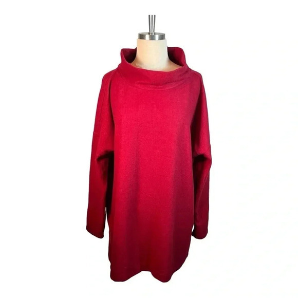 ANTHROPOLOGIE LONG‎ MOCK NECK SWEATER SUPER SOFT RIBBED RED WOMEN SIZE XL - Picture 1 of 11